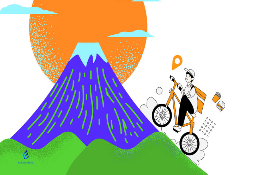 Imagen de persona subiendo montaña en bicicleta. Muestra el esfuerzo de cómo emprender sin experiencia previa